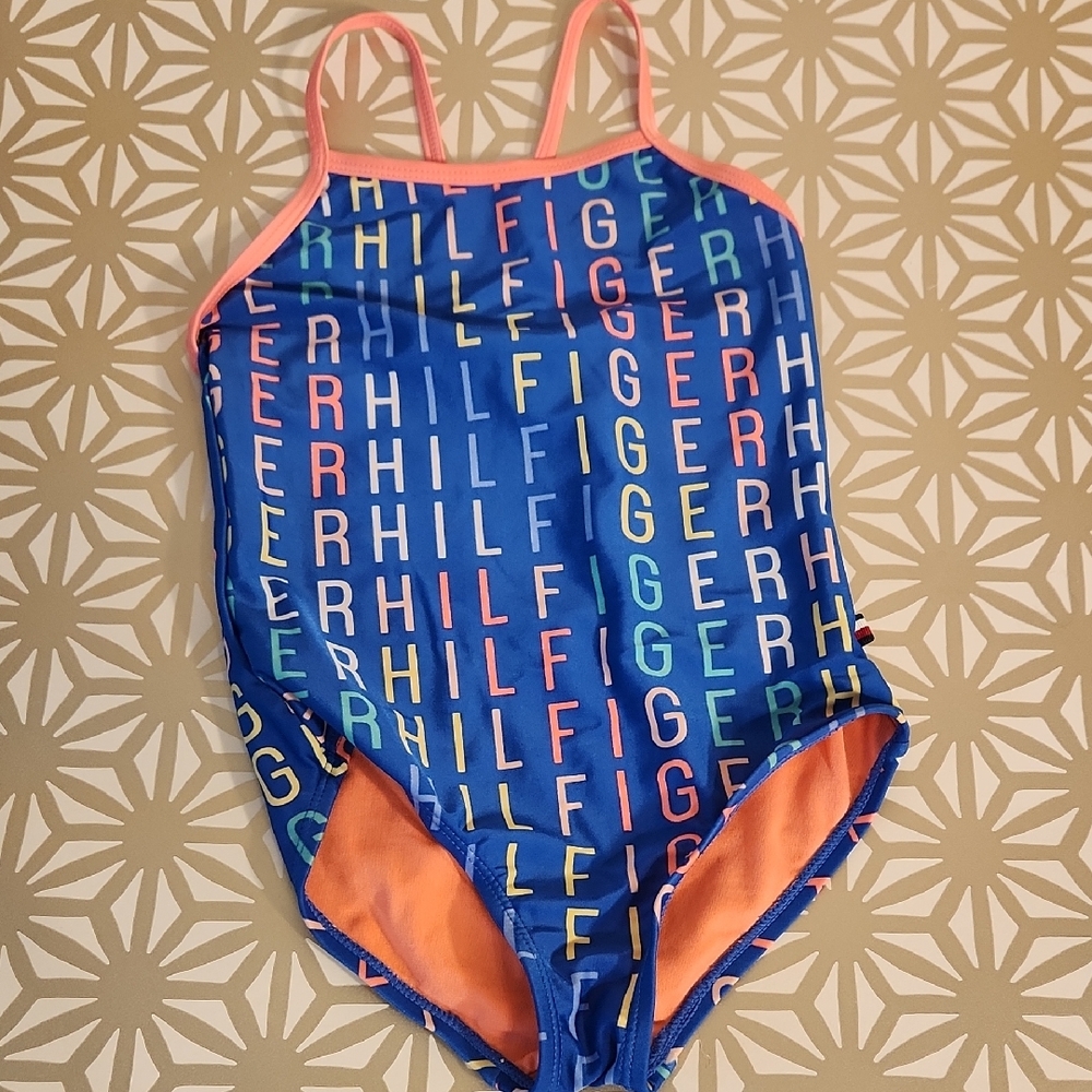Tommy Hilfiger One Piece Blue and Orange Swimsuit